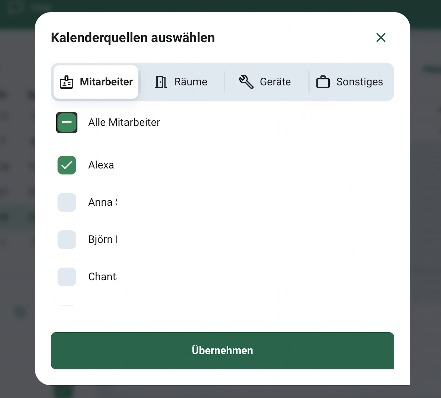 FLOW: Kalender der Kollegen auf dem Tablet sehen